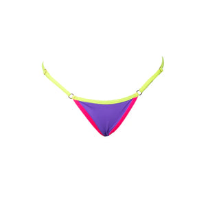 MINI TANGA REGULABLE MORADO CON AMARILLO NEON