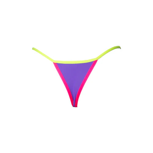 MINI TANGA REGULABLE MORADO CON AMARILLO NEON