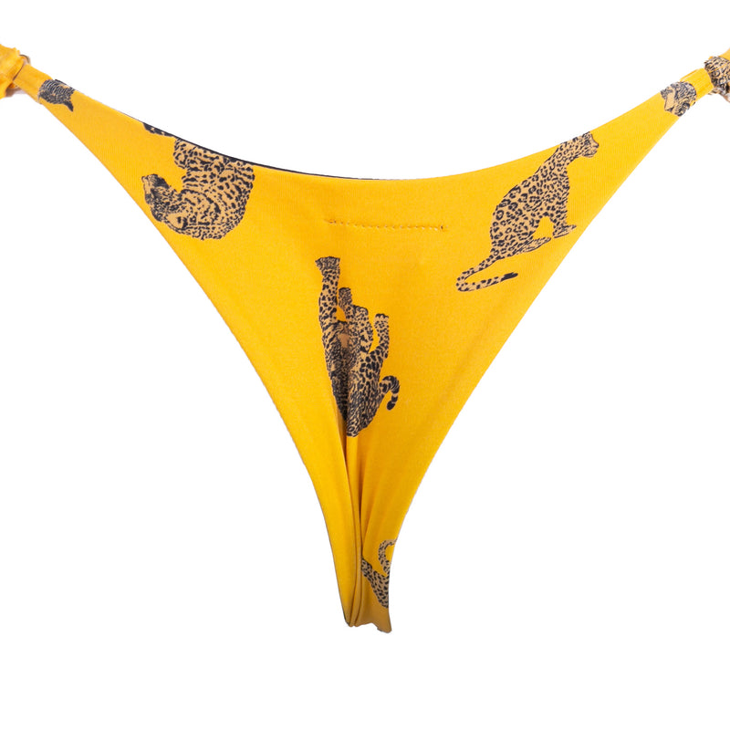 TANGA LEOPARDO AMARELO COM FOLHO 