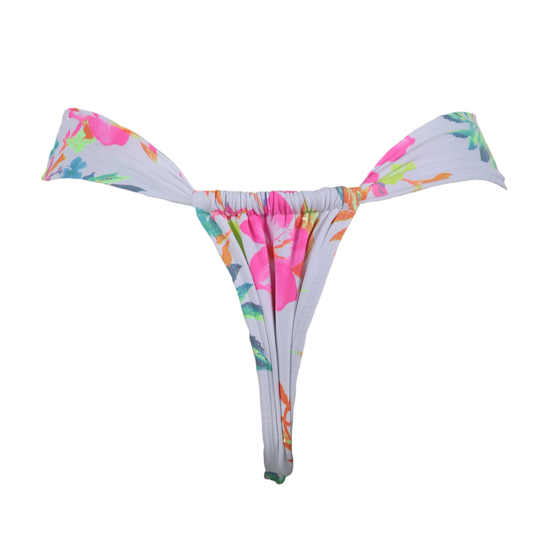 TANGA DE CORTINA FLORAL BRANCA NÉON