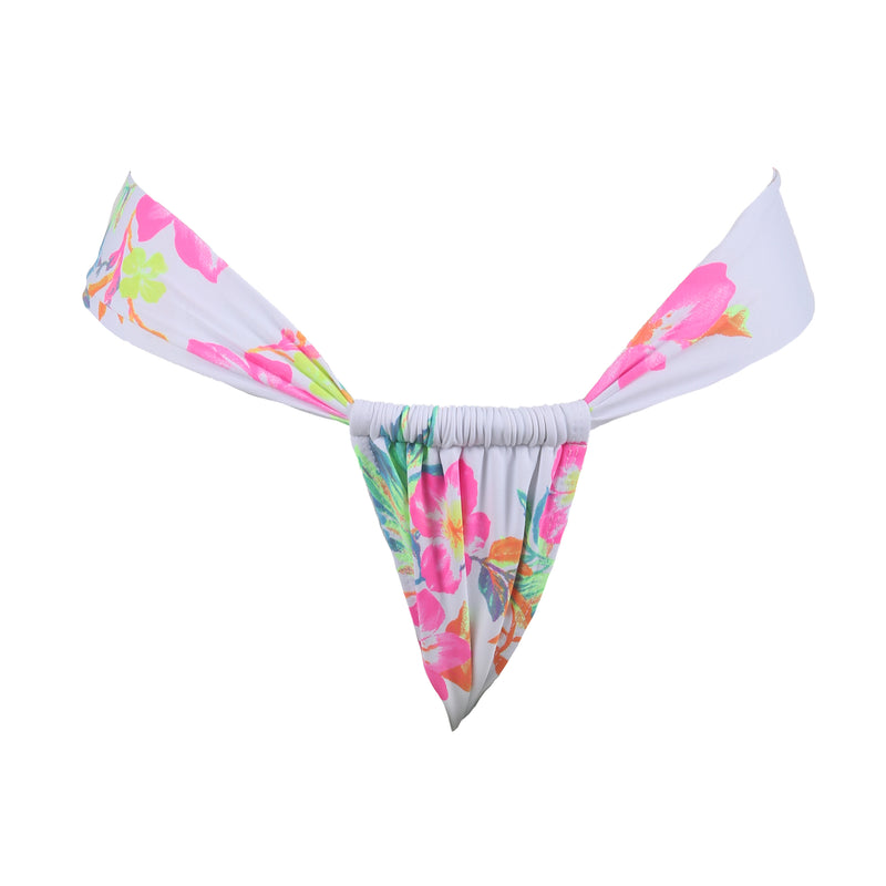 TANGA DE CORTINA FLORAL BRANCA NÉON